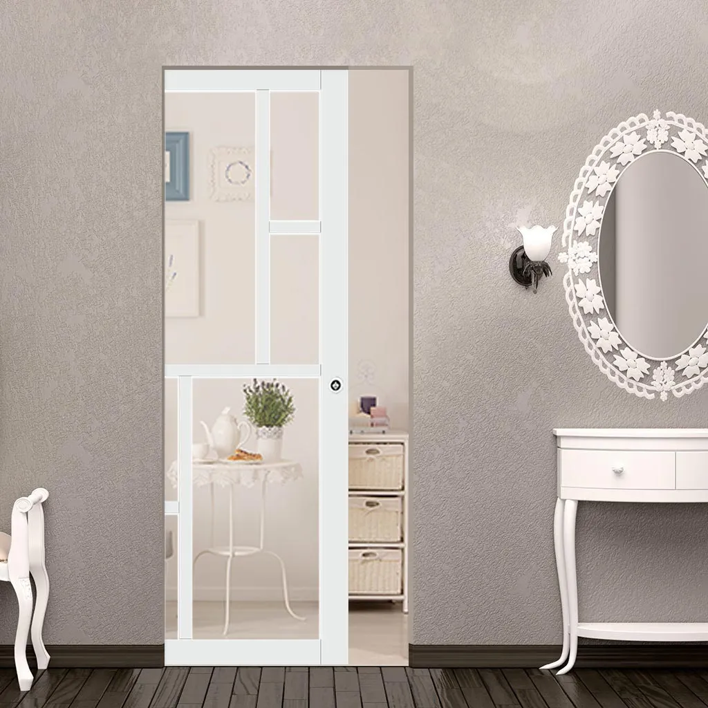 Bespoke Handmade Eco-Urban® Cairo 6 Pane Single Absolute Evokit Pocket Door DD6419G Clear Glass - Colour Options