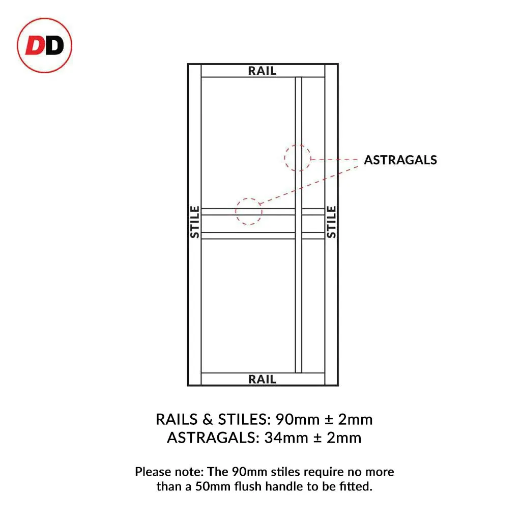 Bespoke Handmade Eco-Urban® Glasgow 6 Pane Double Absolute Evokit Pocket Door DD6314G - Clear Glass - Colour Options