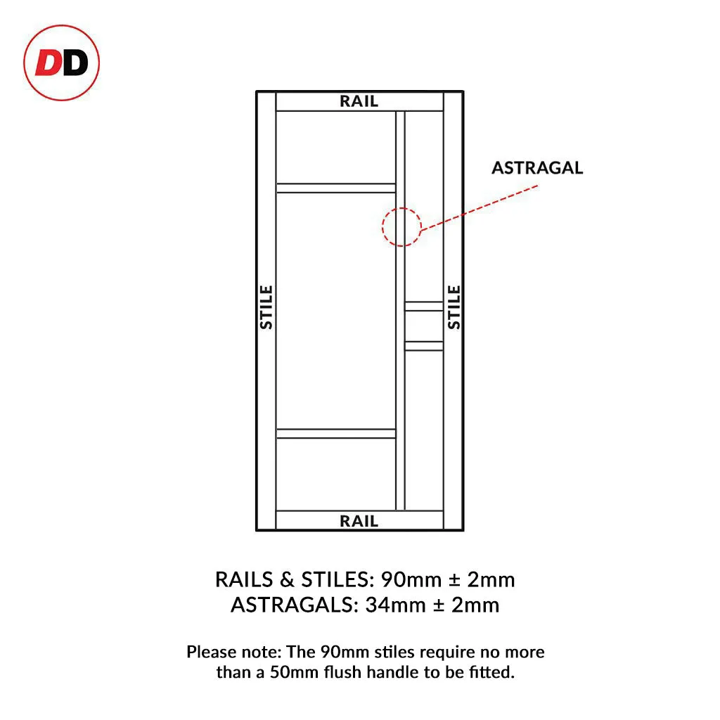 Bespoke Handmade Eco-Urban® Isla 6 Pane Single Evokit Pocket Door DD6429G Clear Glass - Colour Options