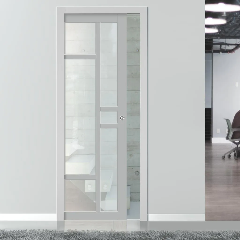 Bespoke Handmade Eco-Urban® Isla 6 Pane Single Evokit Pocket Door DD6429G Clear Glass - Colour Options