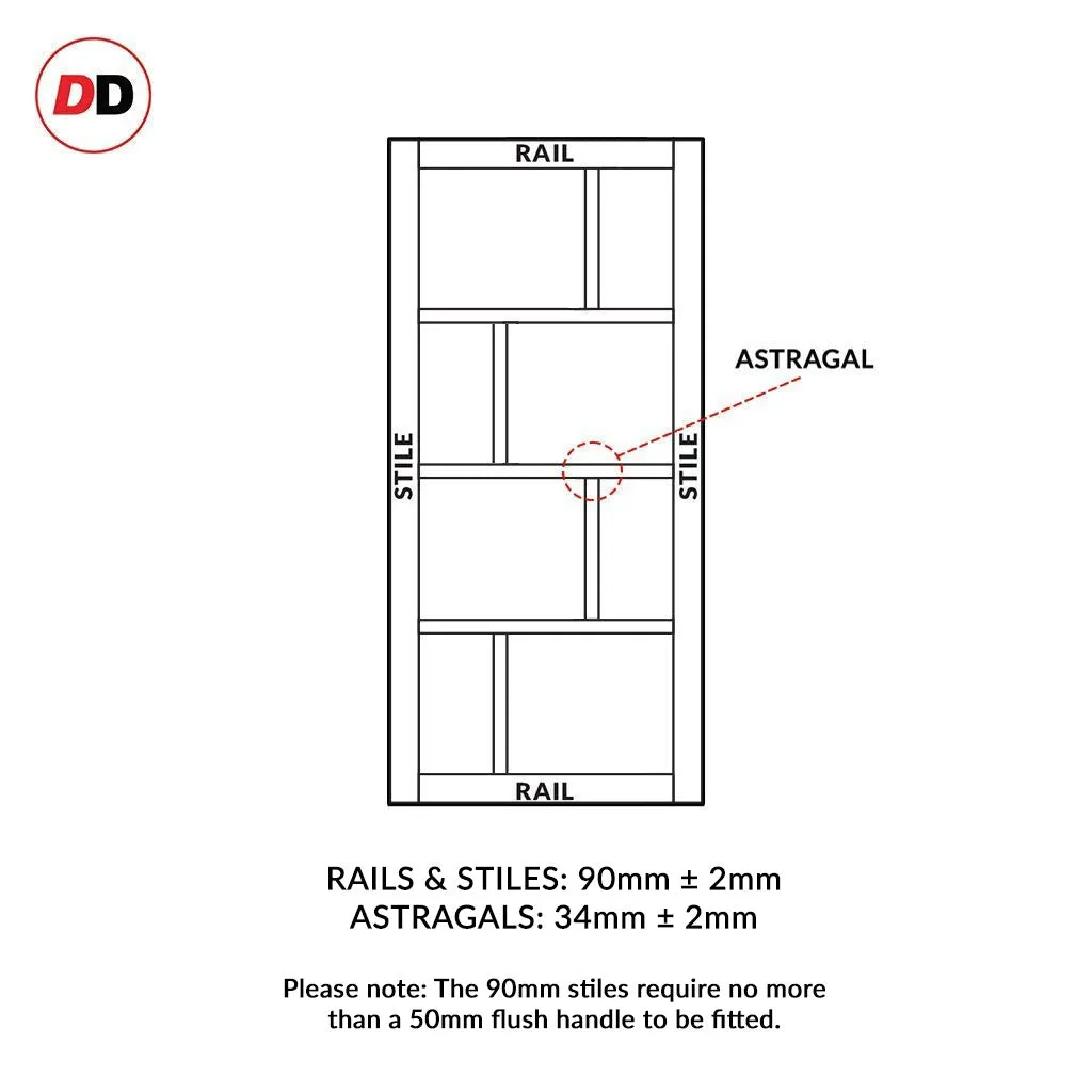 Bespoke Handmade Eco-Urban® Kochi 8 Pane Single Evokit Pocket Door DD6415G Clear Glass - Colour Options