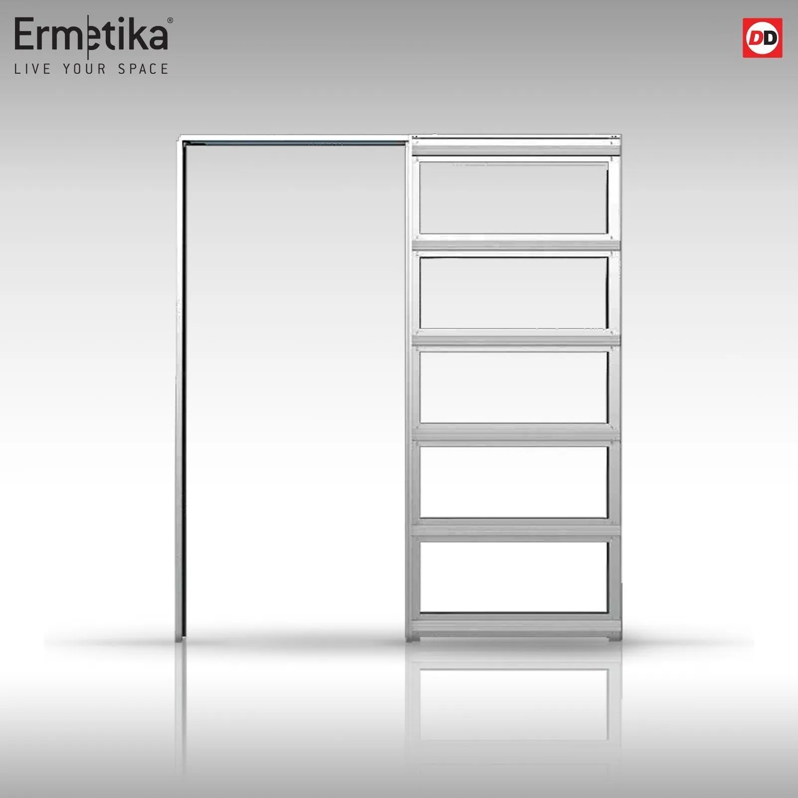 Bespoke Handmade Eco-Urban® Kochi 8 Pane Single Evokit Pocket Door DD6415G Clear Glass - Colour Options