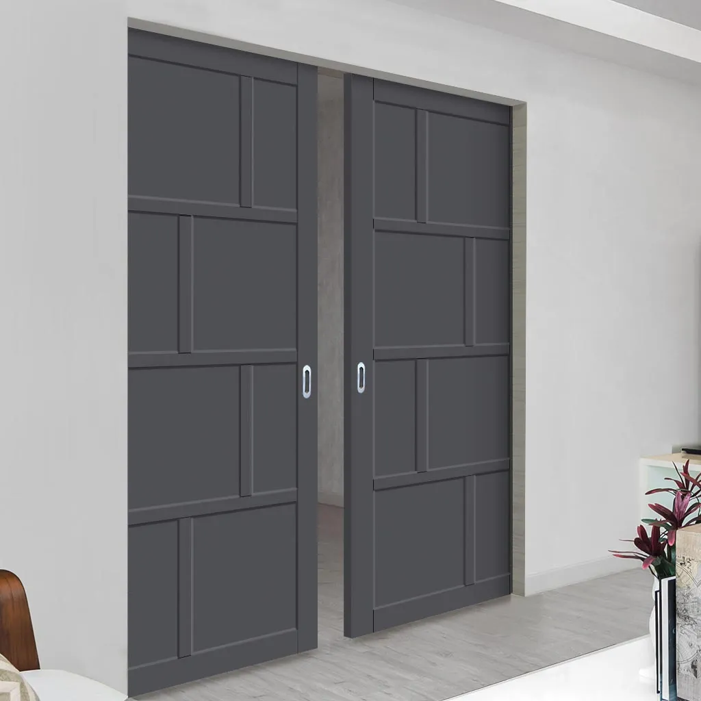 Bespoke Handmade Eco-Urban® Kochi 8 Panel Double Absolute Evokit Pocket Door DD6415 - Colour Options