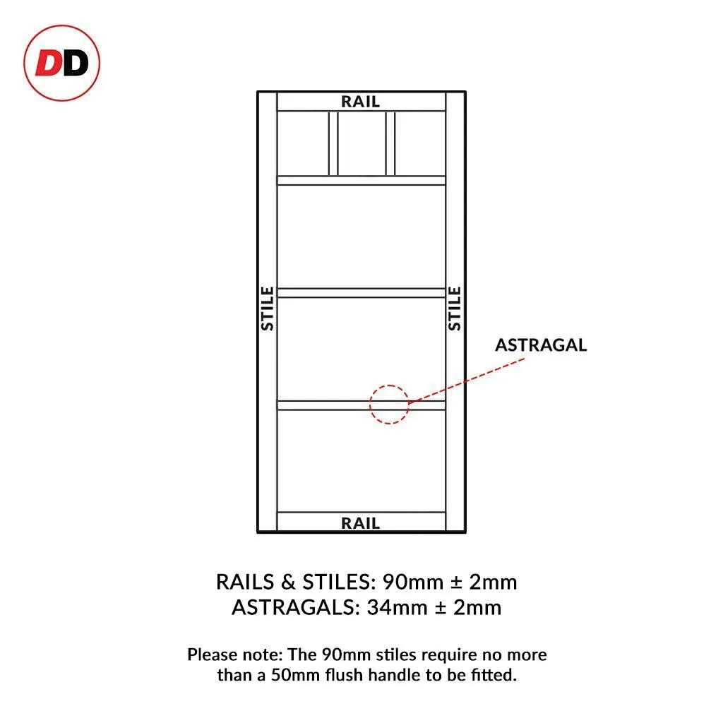 Bespoke Handmade Eco-Urban® Lagos 3 Pane 3 Panel Single Absolute Evokit Pocket Door DD6427G Clear Glass - Colour Options