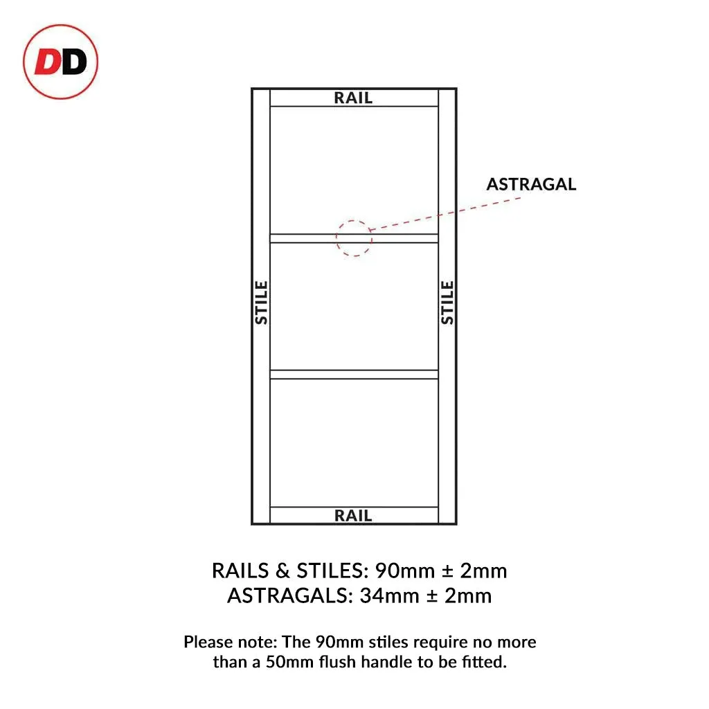 Bespoke Handmade Eco-Urban® Manchester 3 Pane Single Evokit Pocket Door DD6306SG - Frosted Glass - Colour Options