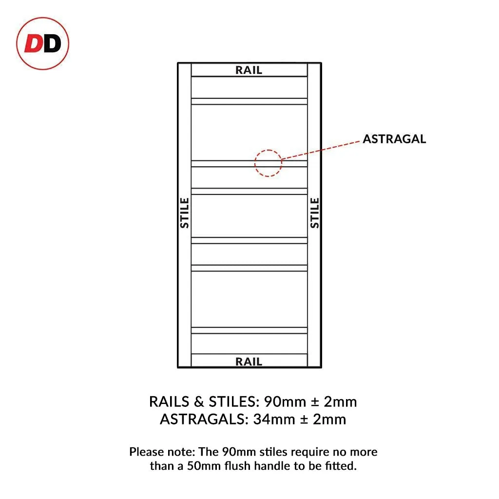 Bespoke Handmade Eco-Urban® Metropolitan 7 Pane Single Absolute Evokit Pocket Door DD6405SG Frosted Glass - Colour Options