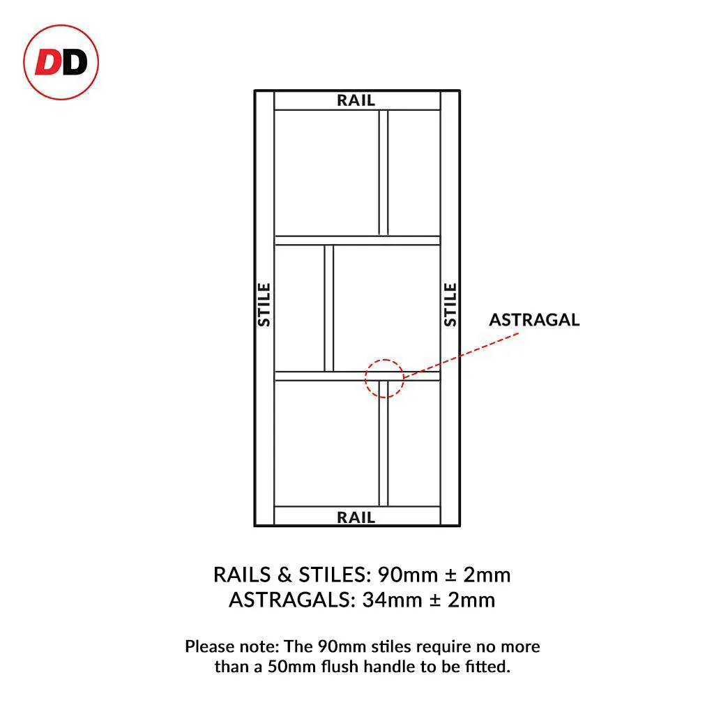 Bespoke Handmade Eco-Urban® Milan 6 Pane Double Evokit Pocket Door DD6422G Clear Glass - Colour Options