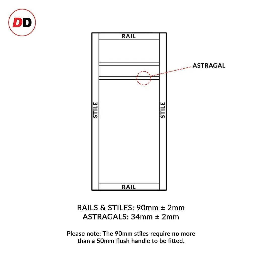 Bespoke Handmade Eco-Urban® Orkney 1 Pane 2 Panel Single Evokit Pocket Door DD6403G Clear Glass - Colour Options