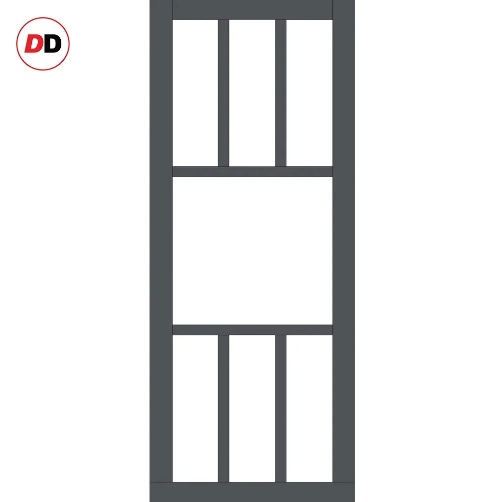 Bespoke Handmade Eco-Urban® Queensland 7 Pane Double Evokit Pocket Door DD6424G Clear Glass - Colour Options