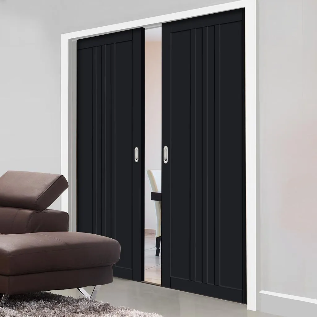 Bespoke Handmade Eco-Urban® Skye 4 Panel Double Evokit Pocket Door DD6435 - Colour Options