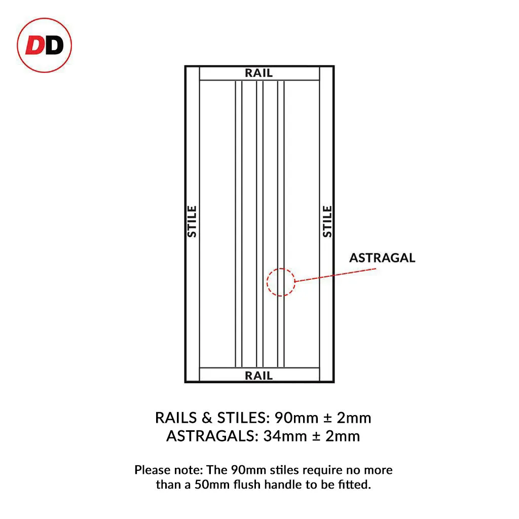 Bespoke Handmade Eco-Urban® Skye 4 Panel Double Evokit Pocket Door DD6435 - Colour Options