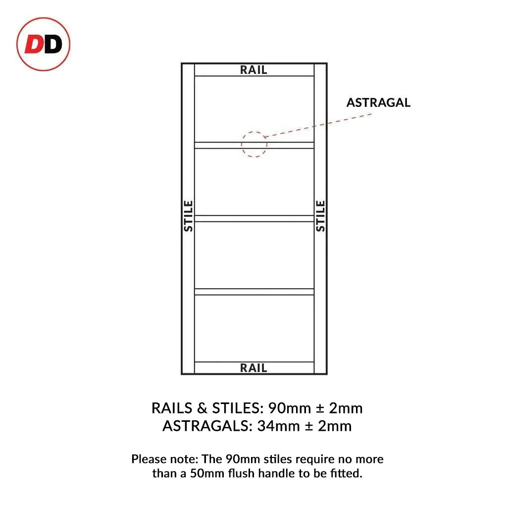 Bespoke Handmade Eco-Urban® Staten 3 Pane 1 Panel Single Evokit Pocket Door DD6310SG - Frosted Glass - Colour Options