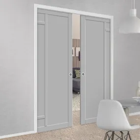 Bespoke Handmade Eco-Urban® Suburban 4 Panel Double Evokit Pocket Door DD6411 - Colour Options