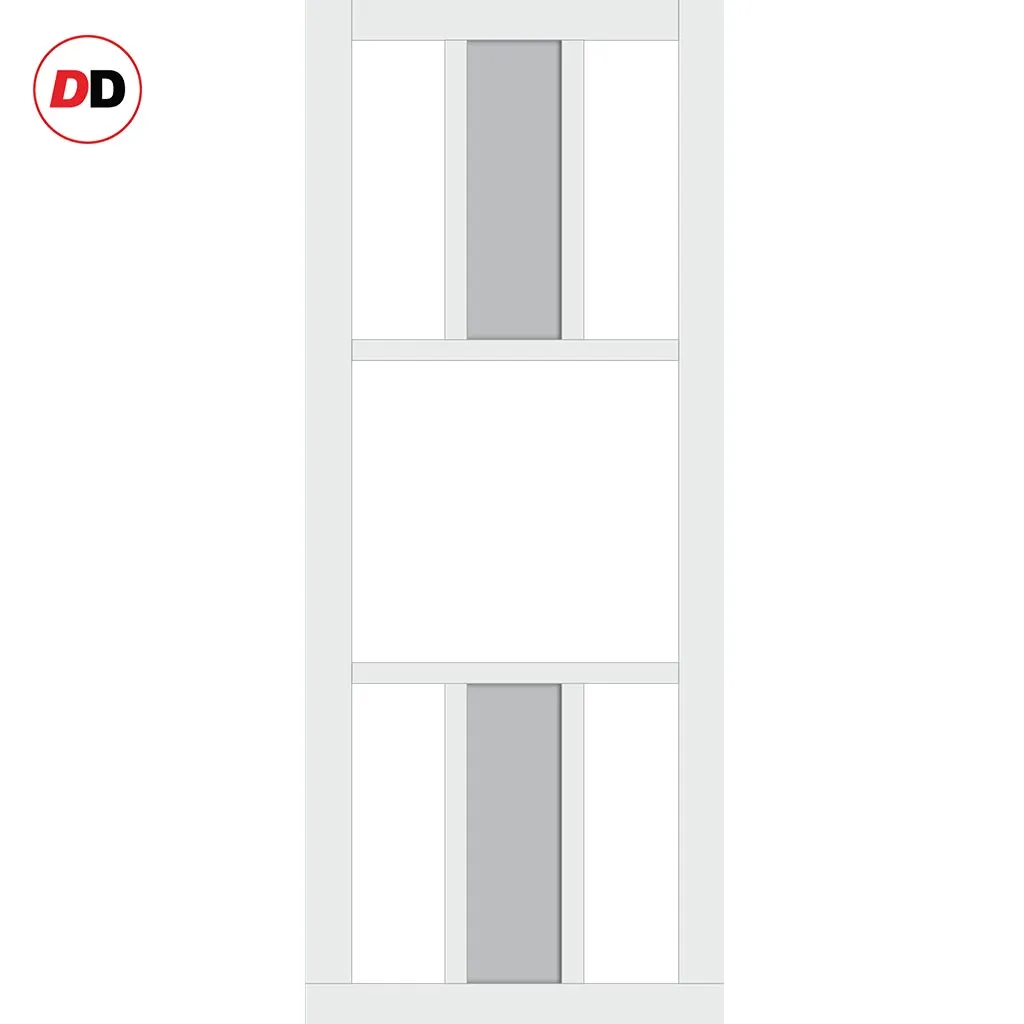 Bespoke Handmade Eco-Urban® Tasmania 7 Pane Single Evokit Pocket Door DD6425G Clear Glass(1 FROSTED PANE) - Colour Options