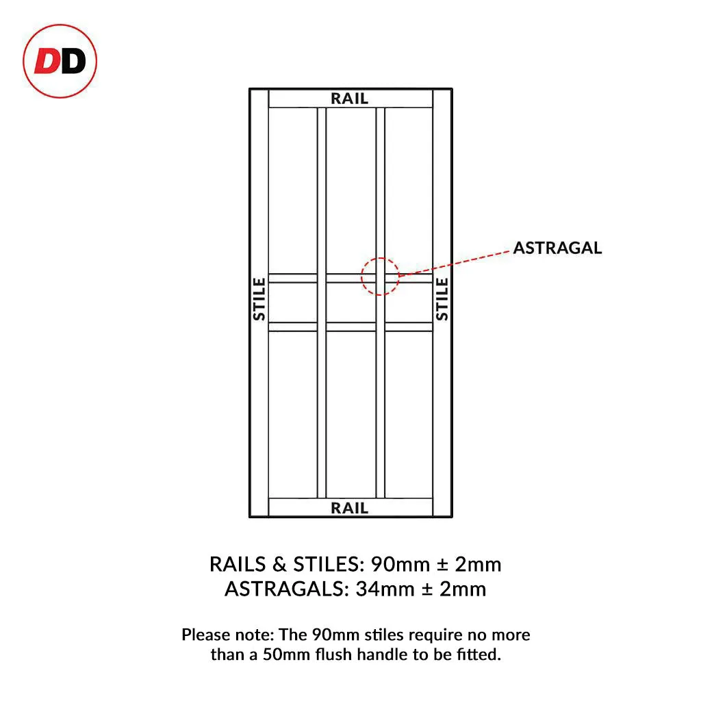 Bespoke Handmade Eco-Urban® Tromso 8 Pane 1 Panel Double Absolute Evokit Pocket Door DD6402G Clear Glass - Colour Options