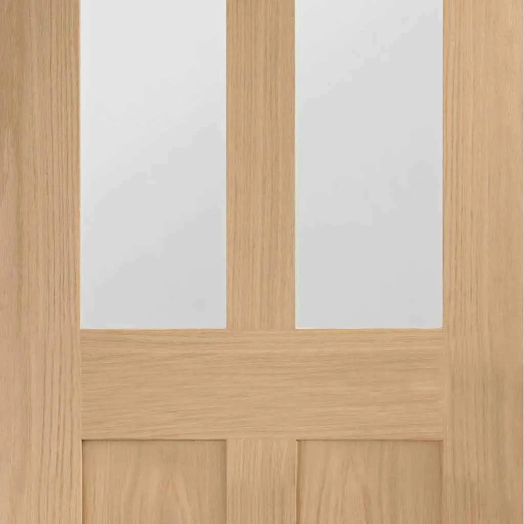 Bespoke Malton Oak Shaker 2P & 2L Glazed Single Frameless Pocket Door