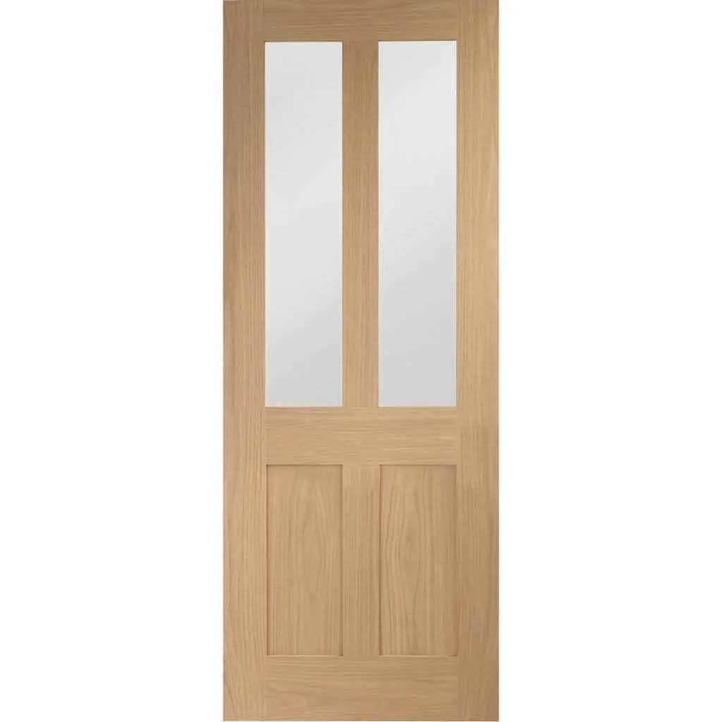 Bespoke Malton Oak Shaker 2P & 2L Glazed Single Frameless Pocket Door