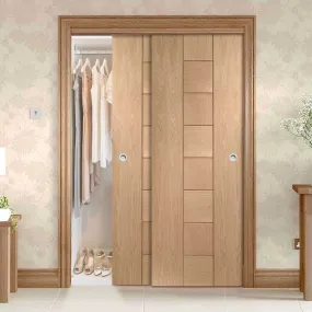 Bespoke Messina Oak Flush 2 Door Maximal Wardrobe and Frame Kit - Prefinished