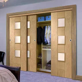 Bespoke Messina Oak Glazed 3 Door Maximal Wardrobe and Frame Kit