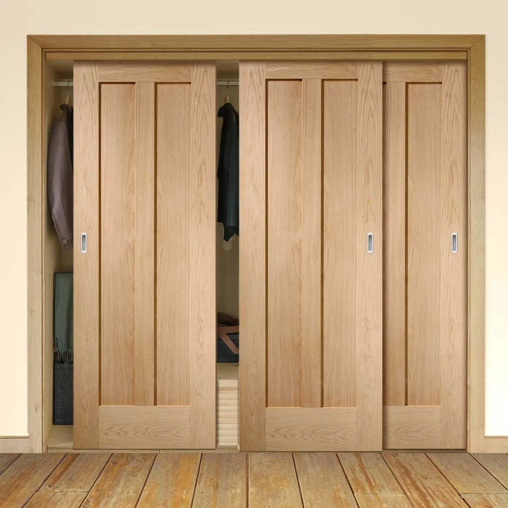 Bespoke Novara Oak 2 Panel 3 Door Maximal Wardrobe and Frame Kit