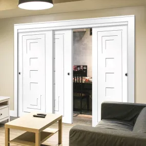 Bespoke Pass-Easi Altino Flush - 3 Sliding Doors and Frame Kit - White Primed