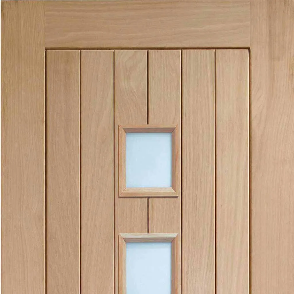 Bespoke Pass-Easi Contemporary Suffolk Oak 4 Pane - Clear Glass - 4 Sliding Doors and Frame Kit