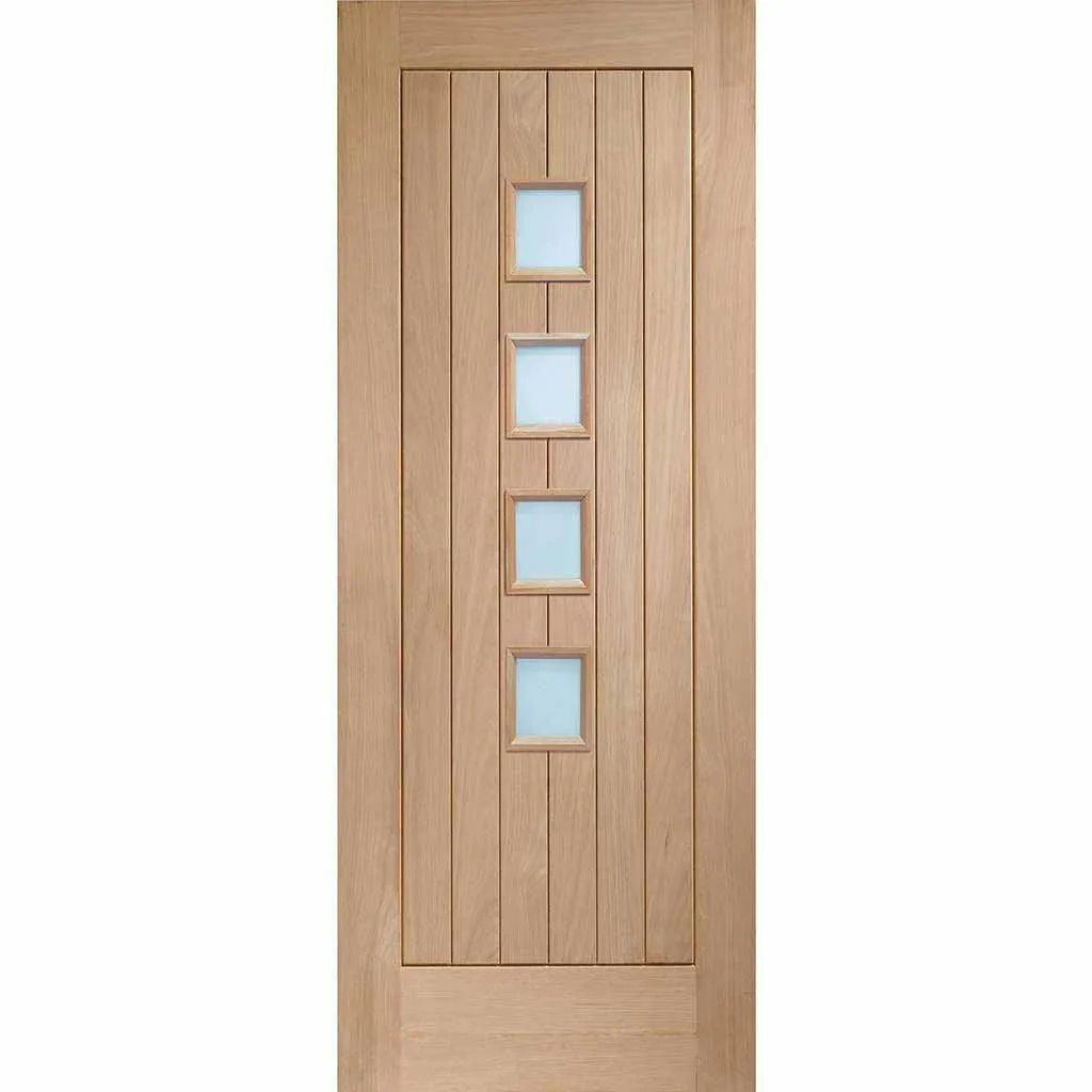 Bespoke Pass-Easi Contemporary Suffolk Oak 4 Pane - Clear Glass - 4 Sliding Doors and Frame Kit