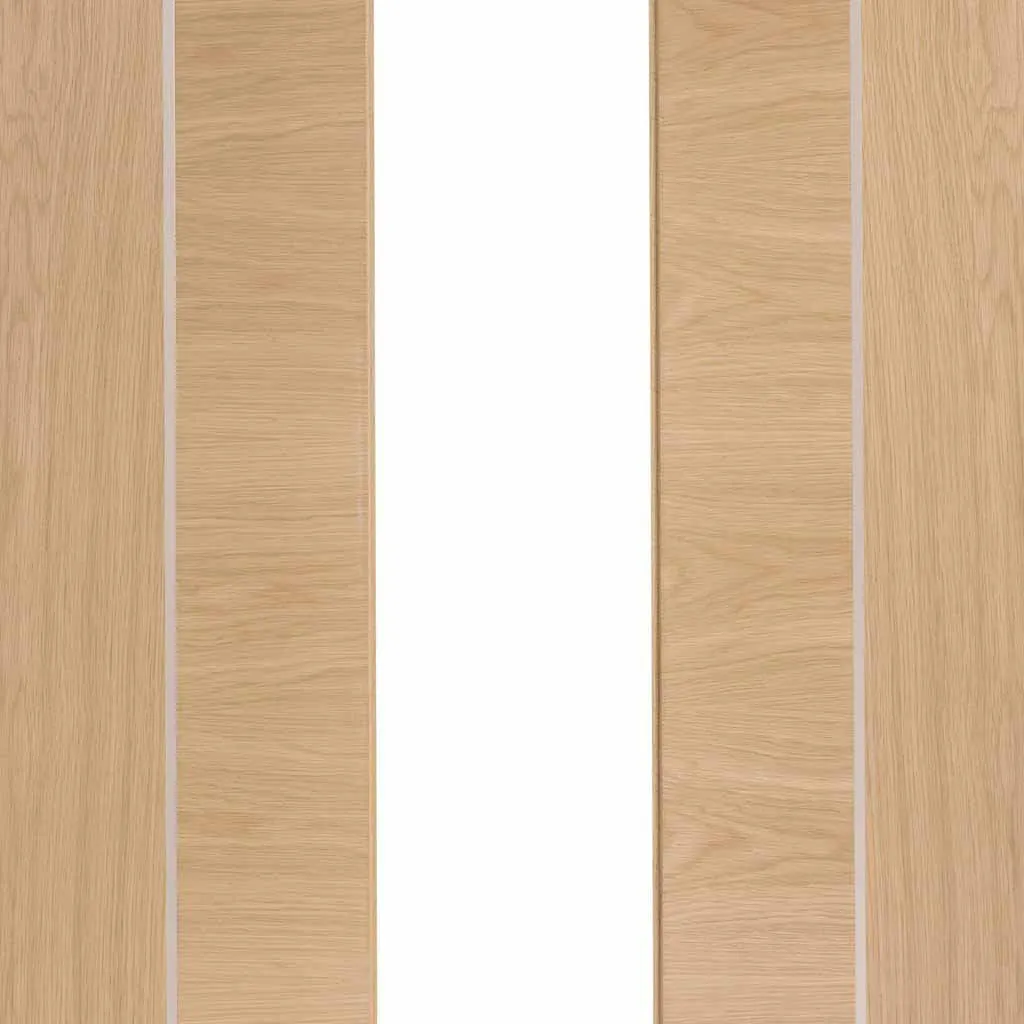 Bespoke Pass-Easi Forli Oak Glazed - 2 Sliding Doors and Frame Kit - Aluminium Inlay - Prefinished