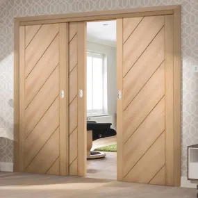 Bespoke Pass-Easi Monza Oak - 3 Sliding Doors and Frame Kit