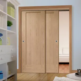 Bespoke Pass-Easi P10 Oak 1 Panel - 2 Sliding Doors and Frame Kit