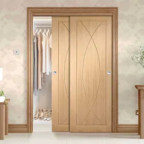 Bespoke Pesaro Oak Flush 2 Door Maximal Wardrobe and Frame Kit