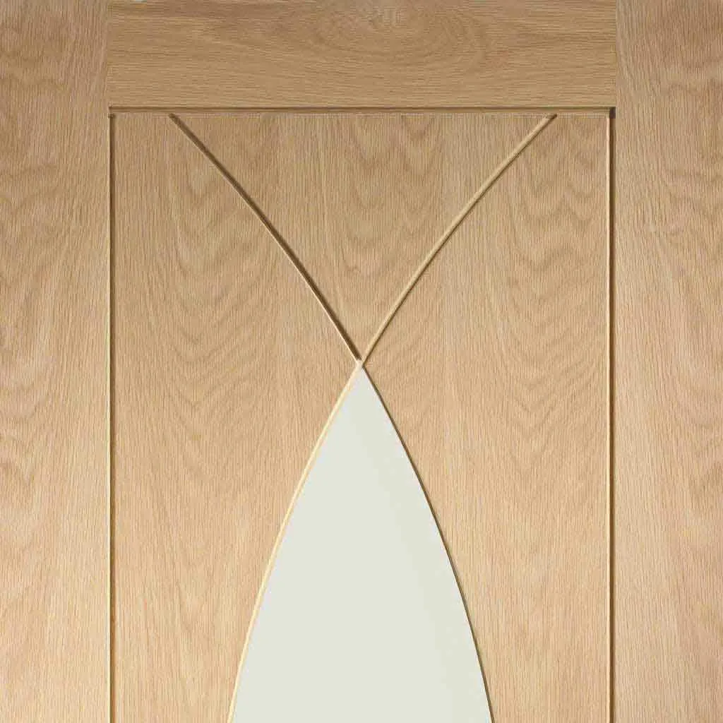 Bespoke Pesaro Oak Glazed Double Frameless Pocket Door - Prefinished