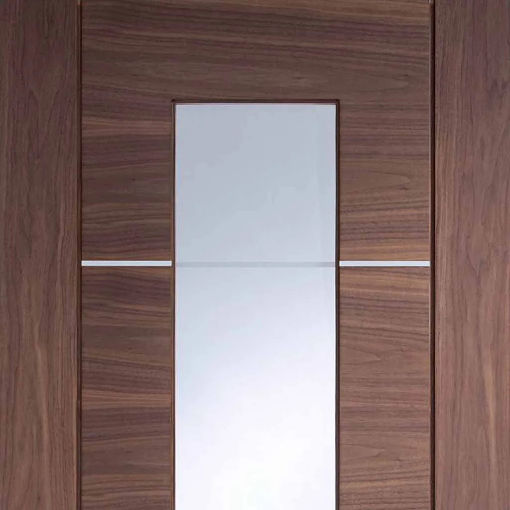 Bespoke Portici Walnut Glazed 2 Door Maximal Wardrobe and Frame Kit - Aluminium Inlay - Prefinished