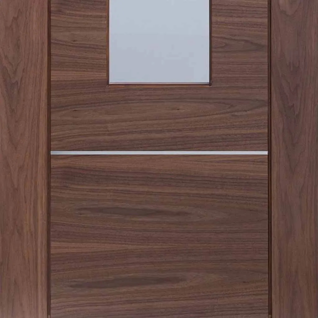 Bespoke Portici Walnut Glazed 2 Door Maximal Wardrobe and Frame Kit - Aluminium Inlay - Prefinished