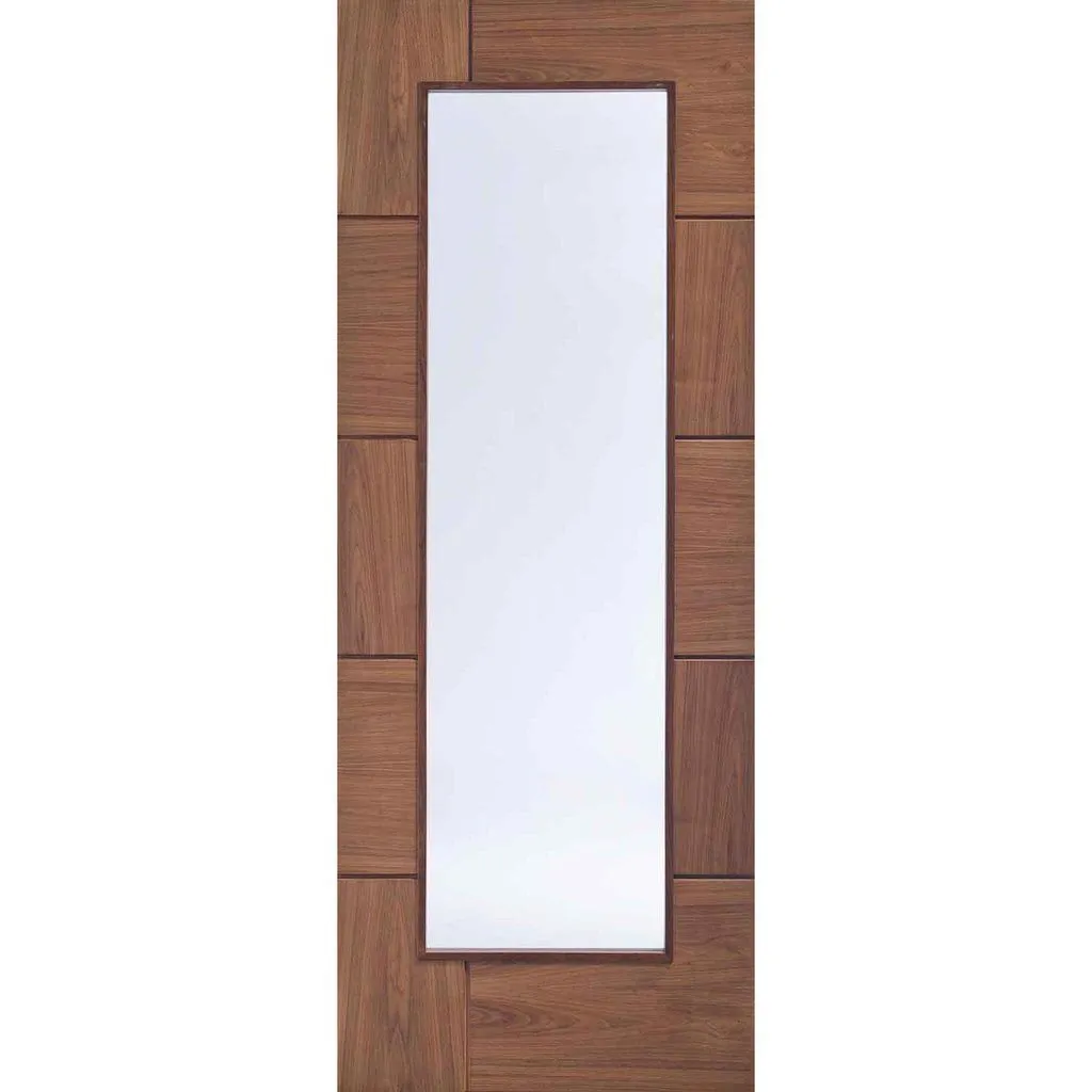 Bespoke Ravenna Walnut Glazed Single Frameless Pocket Door - Prefinished - Clear Glass