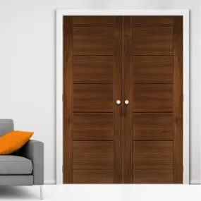 Bespoke Seville Walnut Prefinished Fire Internal Door Pair - 1/2 Hour Fire Rated