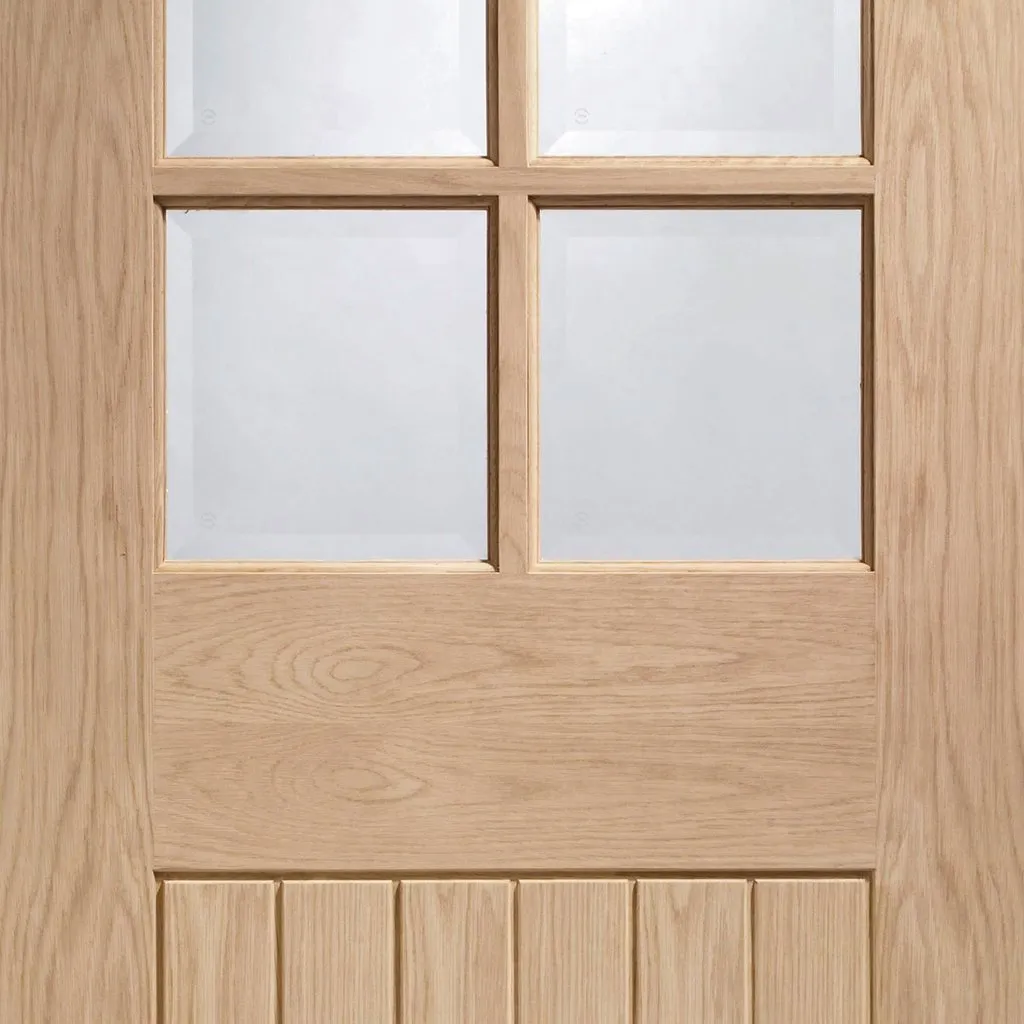 Bespoke Suffolk Oak 6L Glazed Double Frameless Pocket Door - Prefinished