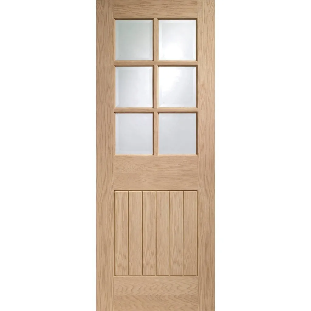 Bespoke Suffolk Oak 6L Glazed Double Frameless Pocket Door - Prefinished