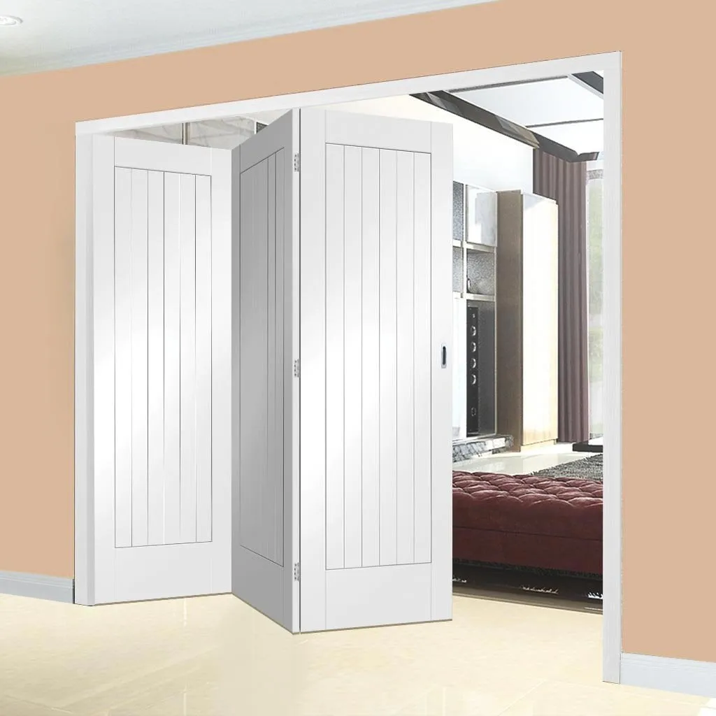 Bespoke Thrufold Suffolk Flush White Primed Folding 3 0 Door