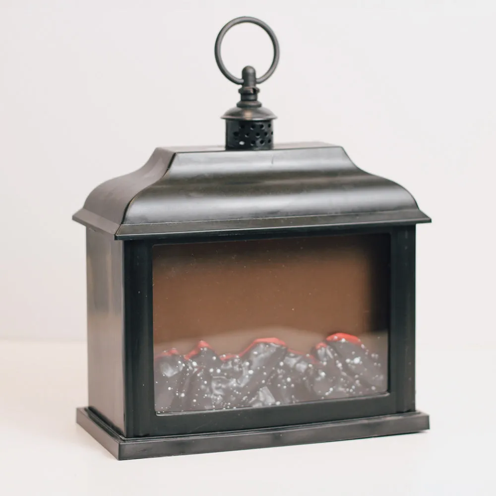 Black - Flameless Fireplace Lantern