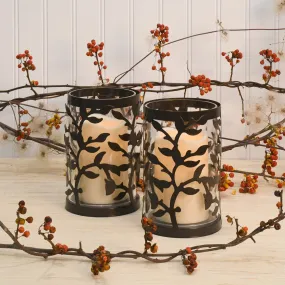 Black Vine Hurricanes with LED Candles