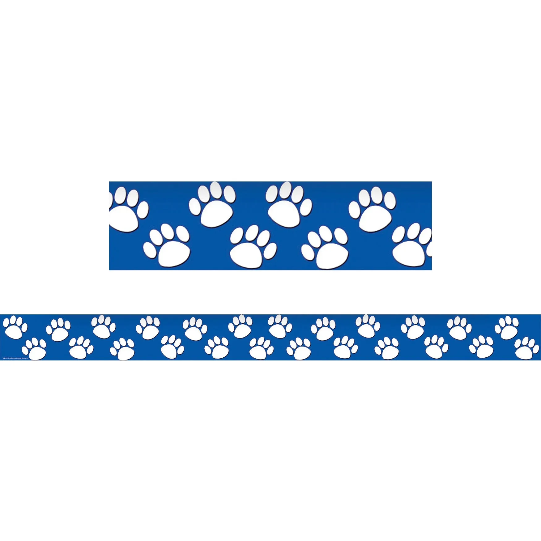 Blue with White Paw Prints Border Trim, 35 Feet Per Pack, 6 Packs