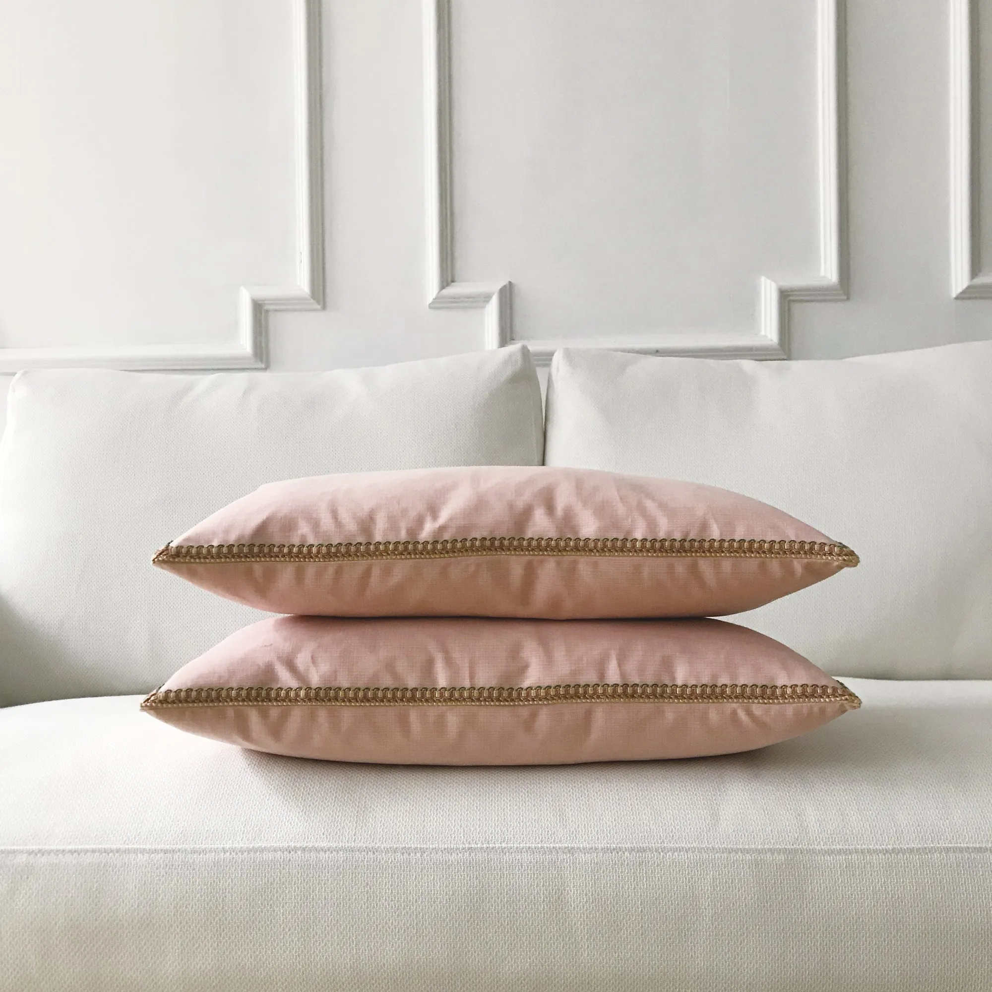 Blush Pink Solid Lumbar Pillow Cover 11x21