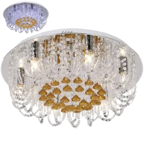 Bright Star Lighting CF2826/6 LED Polished Chrome Flush Mount Ceiling Fitting with Clear and Amber Crystals