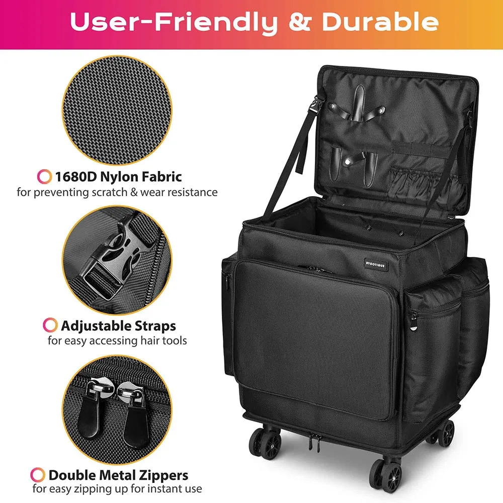 Byootique Hairdresser Suitcase on Wheels for Hairstylist Makeup Artist