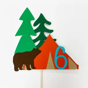 Camping Birthday Cake Topper