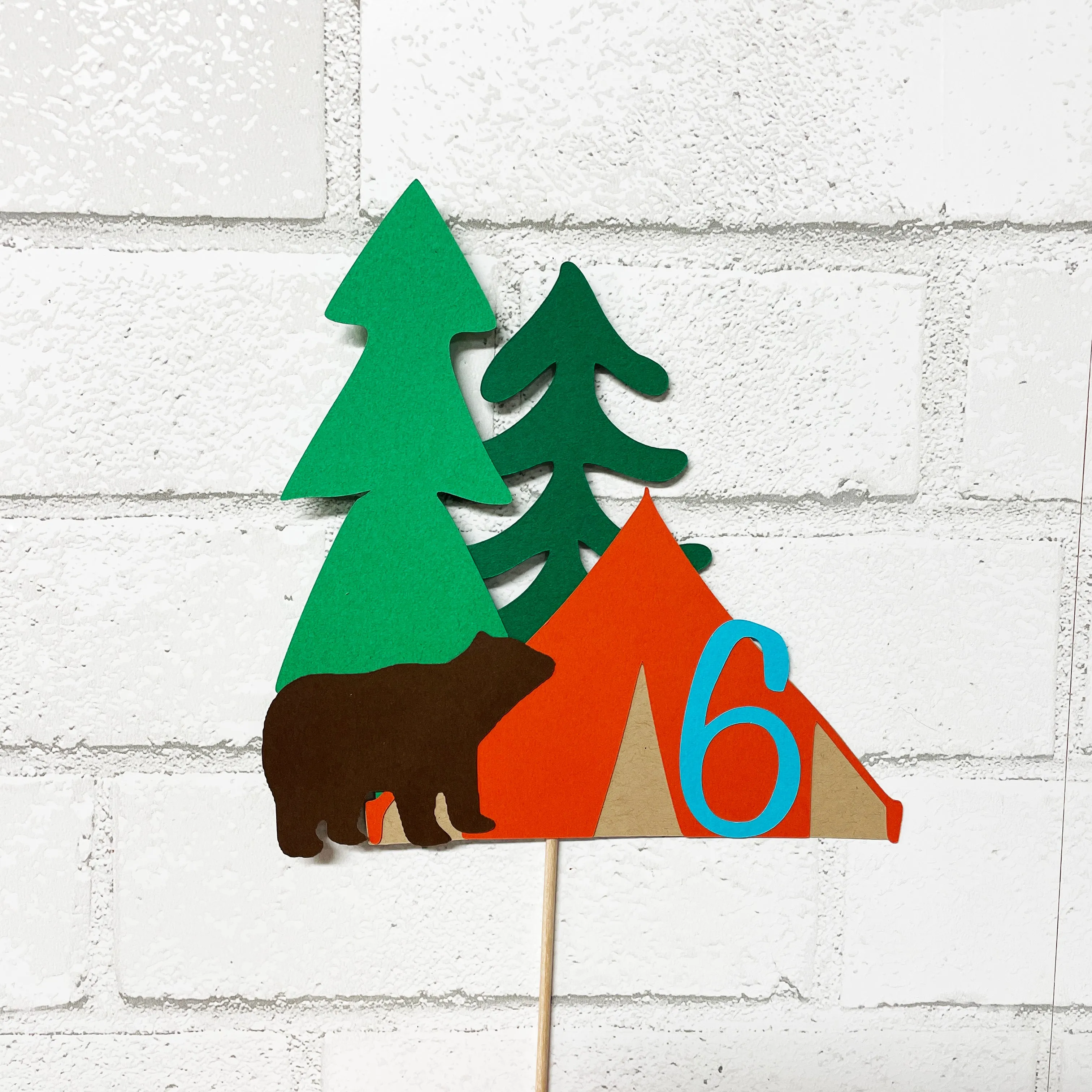 Camping Birthday Cake Topper