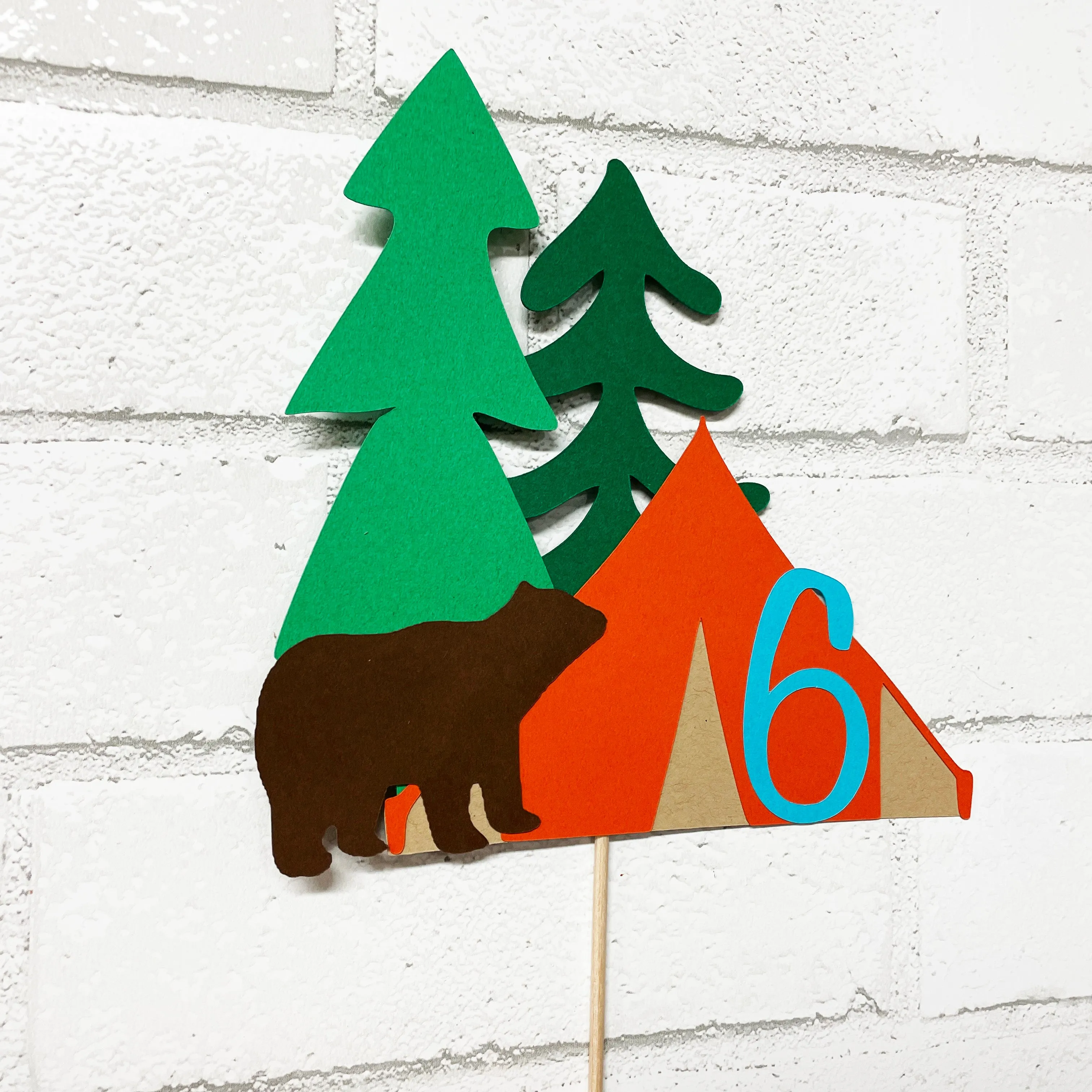 Camping Birthday Cake Topper