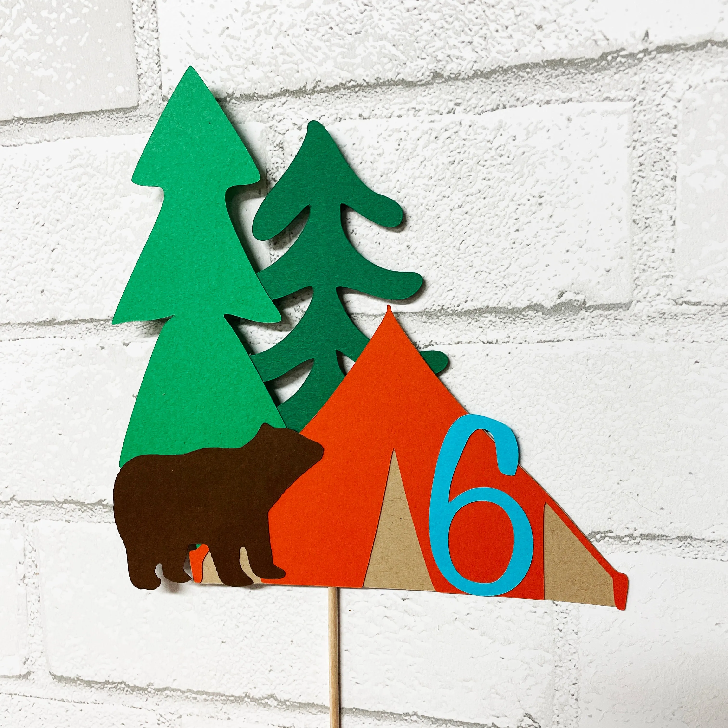 Camping Birthday Cake Topper