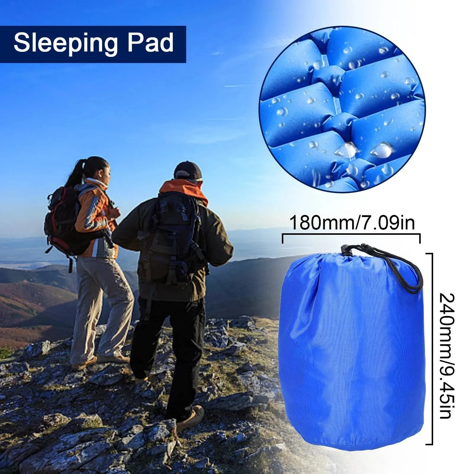 Camping Inflatable Mat Outdoor TPU Sleeping Pad with Pillow Folding Mattress Ultralight Air Cushion Hiking Travel Tent Equipment